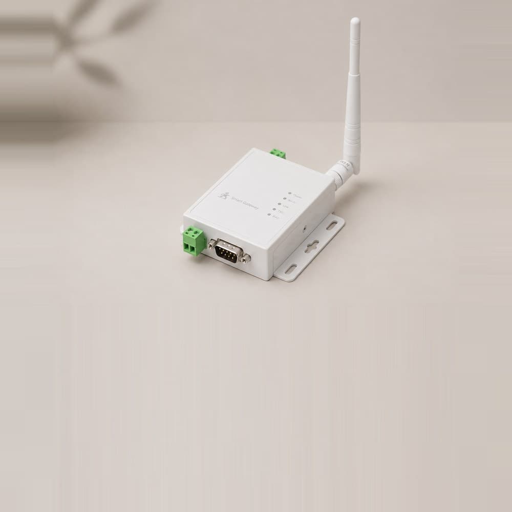 The heating and ventilation control unit, a small white box with a single antenna.